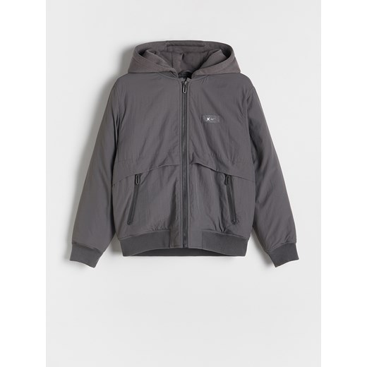 Reserved - Kurtka bomber z kapturem - ciemnoszary ze sklepu Reserved w kategorii Kurtki chłopięce - zdjęcie 180231604
