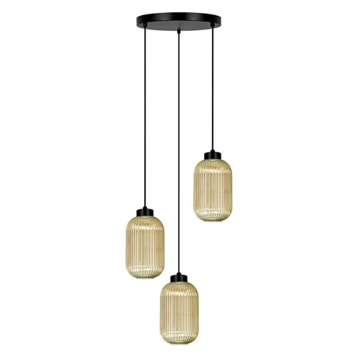 Długa wiszaca lampa z ryflowanymi kloszami beżowa Alantik ze sklepu Edinos.pl w kategorii Lampy wiszące - zdjęcie 180234161