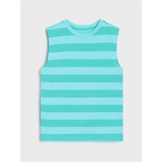 Sinsay - Koszulka w paski bez rękawów - turkusowy Sinsay 98 Sinsay