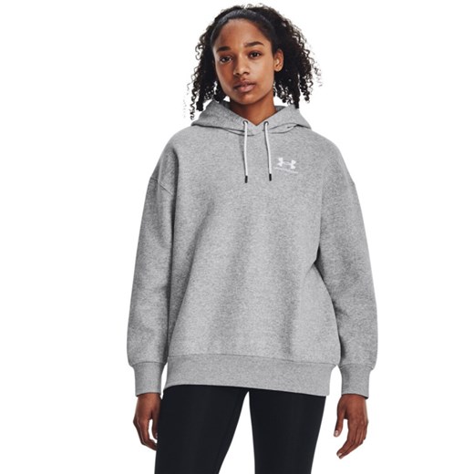 Damska bluza dresowa nierozpinana z kapturem Under Armour UA Icon Fleece OS Hoodie - szara ze sklepu Sportstylestory.com w kategorii Bluzy damskie - zdjęcie 180237401