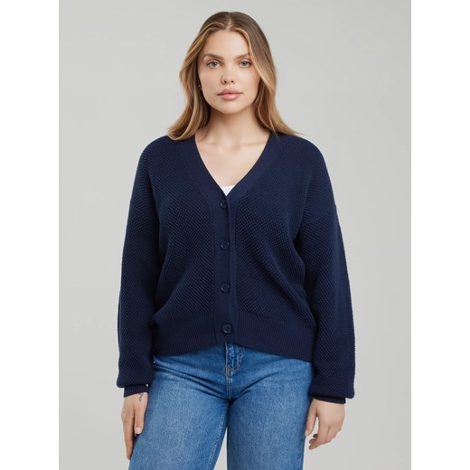 Sweter kardigan damski o strukturalnym splocie granatowy Sabira 403 ze sklepu Big Star w kategorii Swetry damskie - zdjęcie 180238220