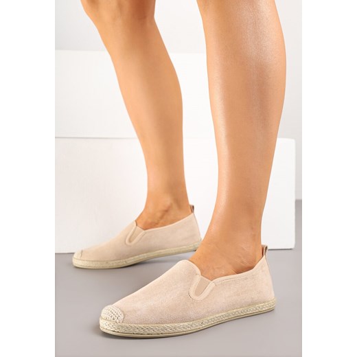Beżowe Espadryle z Elastycznymi Wstawkami Zdobione Plecionką Nitelisa ze sklepu born2be.pl w kategorii Espadryle damskie - zdjęcie 180238744