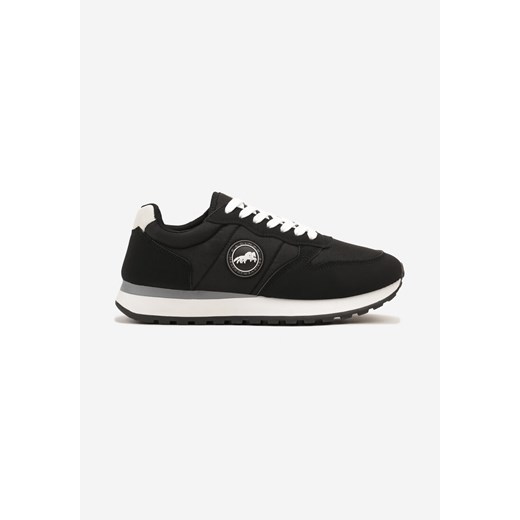 Czarne Buty Sportowe Sneakersy z Ozdobną Aplikacją Salintia ze sklepu born2be.pl w kategorii Buty sportowe męskie - zdjęcie 180238770