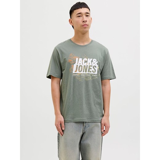 T-shirt męski Jack & Jones zielony w stylu młodzieżowym 