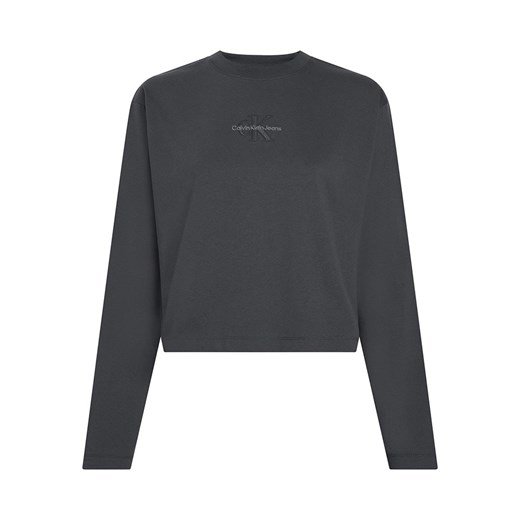 Calvin Klein bluzka damska bawełniana casual z okrągłym dekoltem z długim rękawem