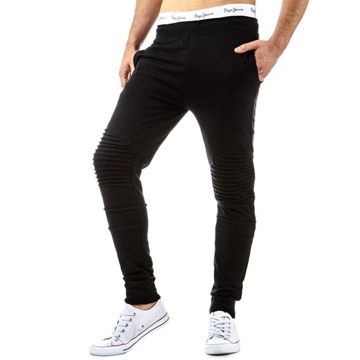 Spodnie sportowe męskie (ux0228) - Czarny dstreet czarny bawełna