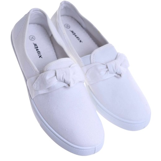 Białe materiałowe tenisówki slip on /C3-1 14127 S171/ ze sklepu Pantofelek24.pl w kategorii Trampki damskie - zdjęcie 180241942