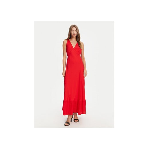 Sukienka Twinset elegancka czerwona maxi wieczorowa na ramiączkach