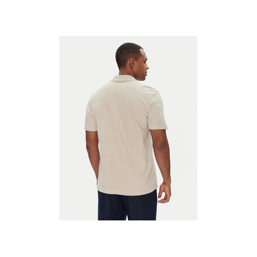 T-shirt męski BOSS HUGO beżowy z krótkim rękawem casualowy 