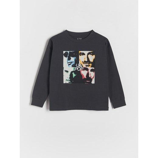 Reserved - Longsleeve oversize U2 - ciemnoszary ze sklepu Reserved w kategorii T-shirty chłopięce - zdjęcie 180245424