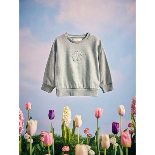 Reserved - Bawełniana bluza z aplikacją - jasnozielony ze sklepu Reserved w kategorii Bluzy dziewczęce - zdjęcie 180245851