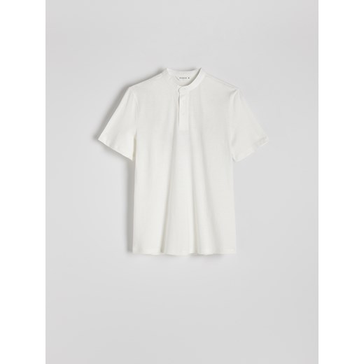 Reserved - Koszulka polo regular ze stójką - złamana biel ze sklepu Reserved w kategorii T-shirty męskie - zdjęcie 180245934