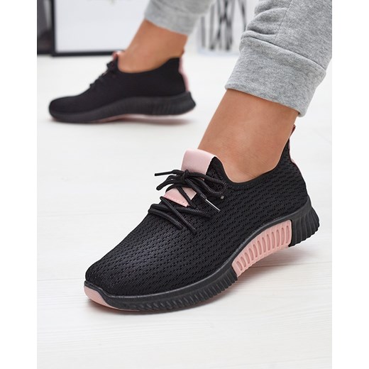 Royalfashion Czarne damskie buty sportowe z różowymi wstawkami Keteti ze sklepu royalfashion.pl w kategorii Buty sportowe damskie - zdjęcie 180248471
