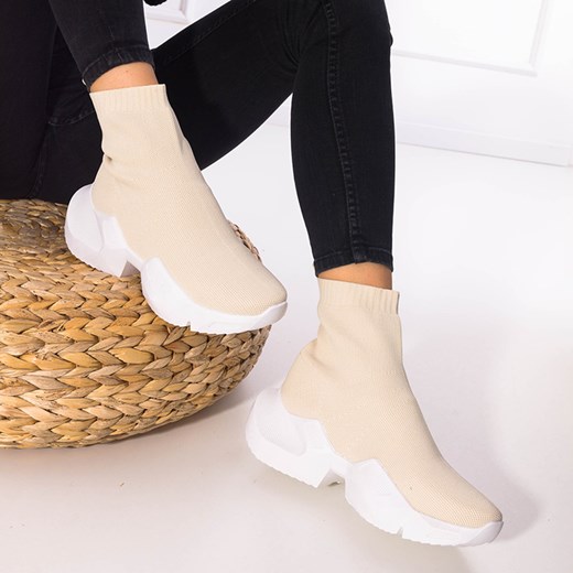 Royalfashion Beżowe damskie wysokie sportowe buty Gohi ze sklepu royalfashion.pl w kategorii Buty sportowe damskie - zdjęcie 180248734