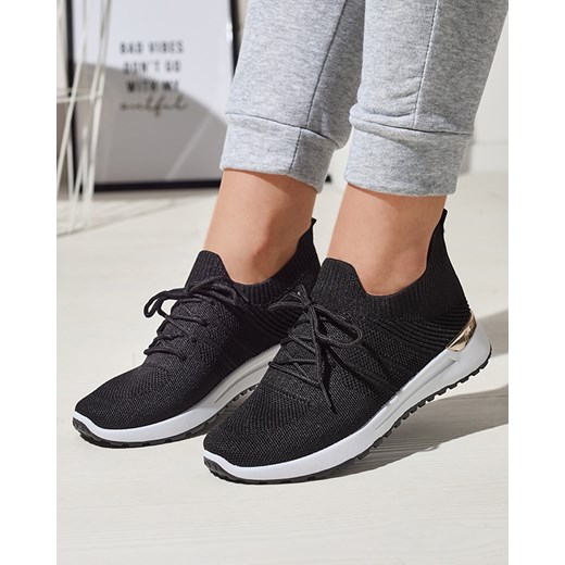 Royalfashion Tkaninowe czarne sportowe buty damskie Ferroni ze sklepu royalfashion.pl w kategorii Buty sportowe damskie - zdjęcie 180248913
