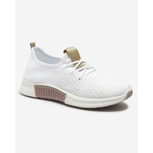 Royalfashion Białe damskie buty sportowe z brązowymi wstawkami Kedeti ze sklepu royalfashion.pl w kategorii Buty sportowe damskie - zdjęcie 180249851