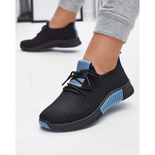 Royalfashion Czarne damskie buty sportowe z niebieskimi wstawkami Keteti ze sklepu royalfashion.pl w kategorii Buty sportowe damskie - zdjęcie 180250092