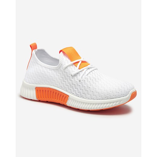 Royalfashion Białe damskie buty sportowe z pomarańzowymi wstawkami Kedeti ze sklepu royalfashion.pl w kategorii Buty sportowe damskie - zdjęcie 180250394