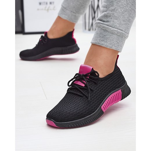Royalfashion Czarne damskie buty sportowe z fuksjowymi wstawkami Keteti ze sklepu royalfashion.pl w kategorii Buty sportowe damskie - zdjęcie 180251983