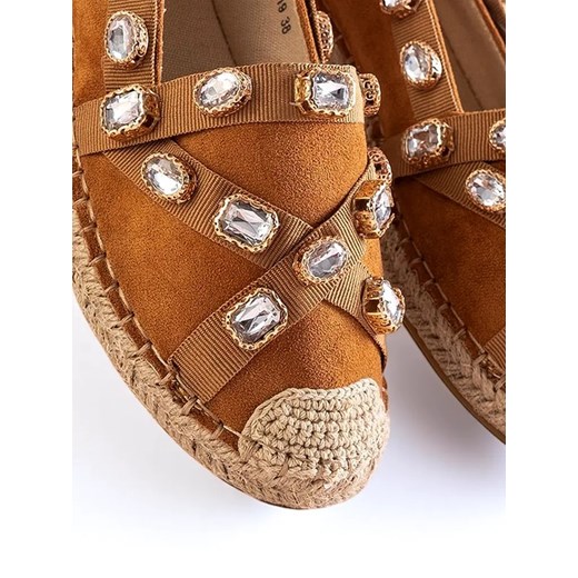 Royalfashion Damskie espadryle z kryształkami w kolorze camel Wamba ze sklepu royalfashion.pl w kategorii Espadryle damskie - zdjęcie 180252451