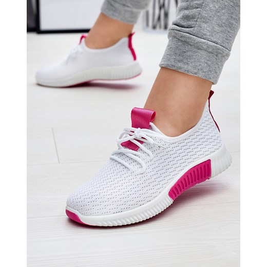 Royalfashion Białe damskie buty sportowe z fuksjowymi wstawkami Kedeti ze sklepu royalfashion.pl w kategorii Buty sportowe damskie - zdjęcie 180253181