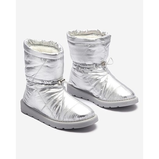 Royalfashion Srebrne damskie ocieplane buty a'la śniegowce Kaliolen ze sklepu royalfashion.pl w kategorii Śniegowce damskie - zdjęcie 180254363