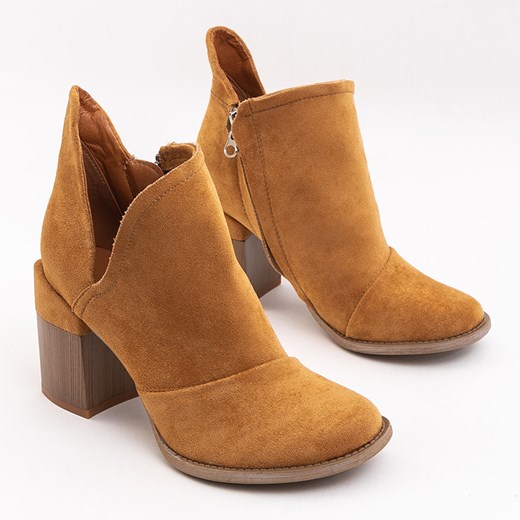 Royalfashion Damskie botki z wycięciami w kolorze camel Plinara ze sklepu royalfashion.pl w kategorii Botki - zdjęcie 180254684