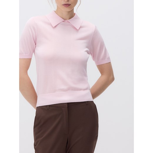 Reserved - T-shirt polo - pastelowy róż ze sklepu Reserved w kategorii Bluzki damskie - zdjęcie 180256812