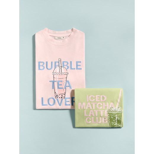 Reserved - T-shirt z haftem - pastelowy róż ze sklepu Reserved w kategorii Bluzki damskie - zdjęcie 180257261
