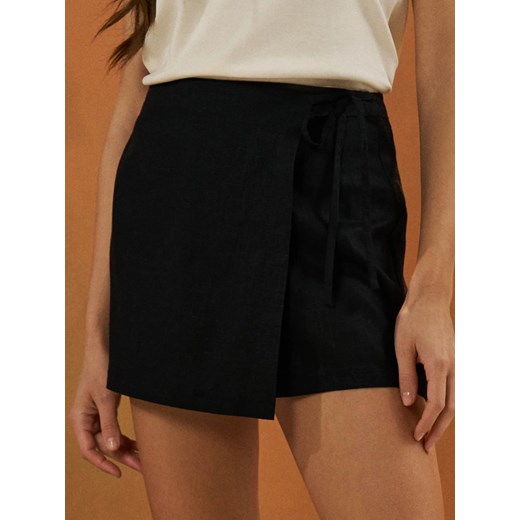 Sinsay - Spódnico-spodenki z wiskozą i domieszką lnu - czarny Sinsay XL Sinsay