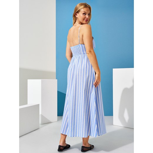 Sukienka Sinsay na ramiączkach z dekoltem w serek midi w paski 