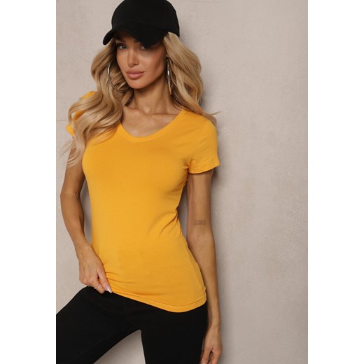 Żółty T-shirt Mirasura ze sklepu renee.pl w kategorii Bluzki damskie - zdjęcie 180259553