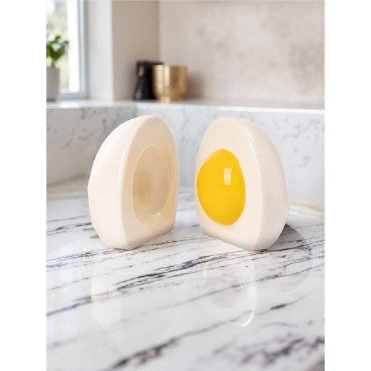 Sinsay - Solniczka i pieprzniczka w kształcie przepołowionego jajka - biały Sinsay One Size Sinsay