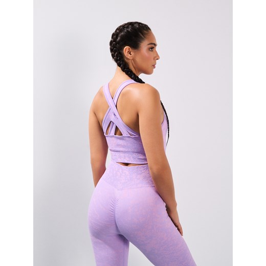 Sinsay - Top sportowy z wysokim dekoltem - różowy Sinsay XS/S Sinsay
