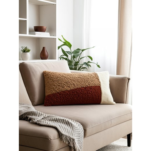 Sinsay - Poduszka dekoracyjna z materiałów o różnej fakturze - brązowy Sinsay One Size Sinsay