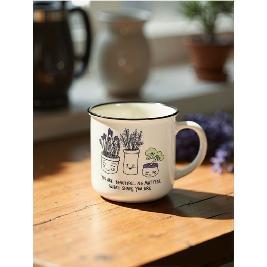 Sinsay - Porcelanowy kubek ze wzorem - fioletowy ze sklepu Sinsay w kategorii Kubki - zdjęcie 180265314