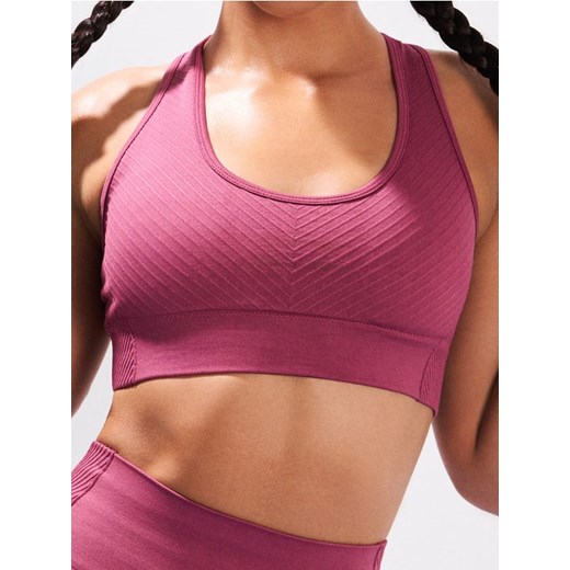 Sinsay - Top sportowy z ozdobnym prążkowaniem na przodzie - różowy Sinsay XS/S Sinsay