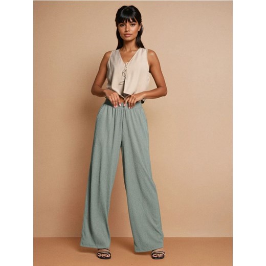 Sinsay - Luźne spodnie wide leg - zielony Sinsay XXL Sinsay