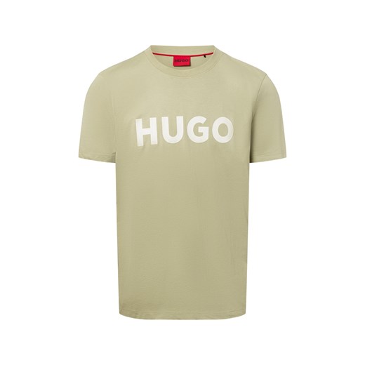 HUGO Koszulka męska - Dulivio Mężczyźni Bawełna seledynowy jednolity ze sklepu vangraaf w kategorii T-shirty męskie - zdjęcie 180267351