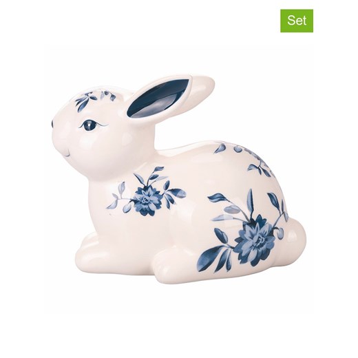Villa d´Este Dekoracje (2 szt.) &quot;Easter Rabbit&quot; w kolorze biało-granatowym - wys. 13,9 cm ze sklepu Limango Polska w kategorii Dekoracje - zdjęcie 180267870