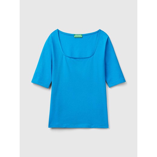 Bluzka damska Benetton z dekoltem karo casual 