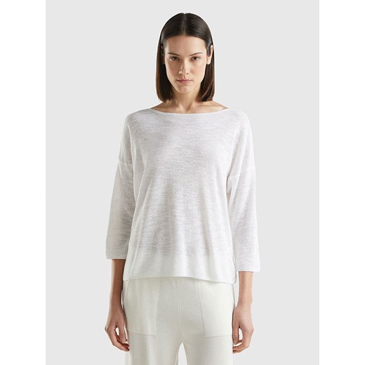 Sweter damski Benetton biały bawełniany