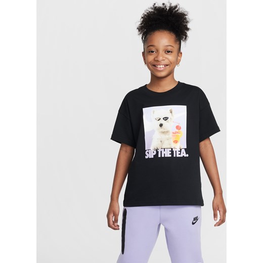 T-shirt dla dużych dzieci (dziewcząt) Nike Sportswear - Czerń ze sklepu Nike poland w kategorii Bluzki dziewczęce - zdjęcie 180274664