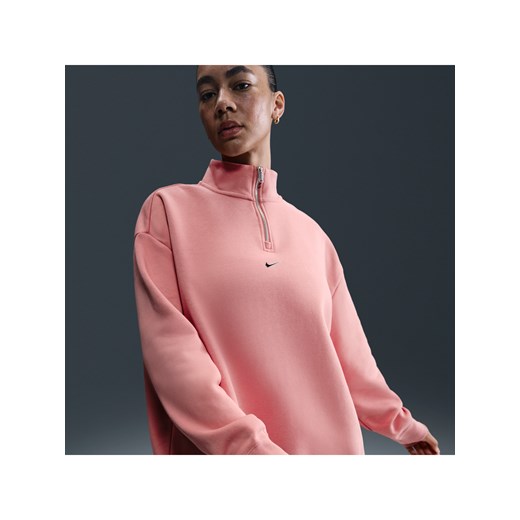 Damska dzianinowa bluza z zamkiem 1/4 Nike Sportswear - Różowy ze sklepu Nike poland w kategorii Bluzy damskie - zdjęcie 180274734