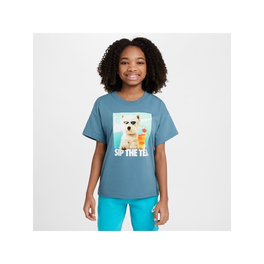 T-shirt dla dużych dzieci (dziewcząt) Nike Sportswear - Niebieski ze sklepu Nike poland w kategorii Bluzki dziewczęce - zdjęcie 180274782