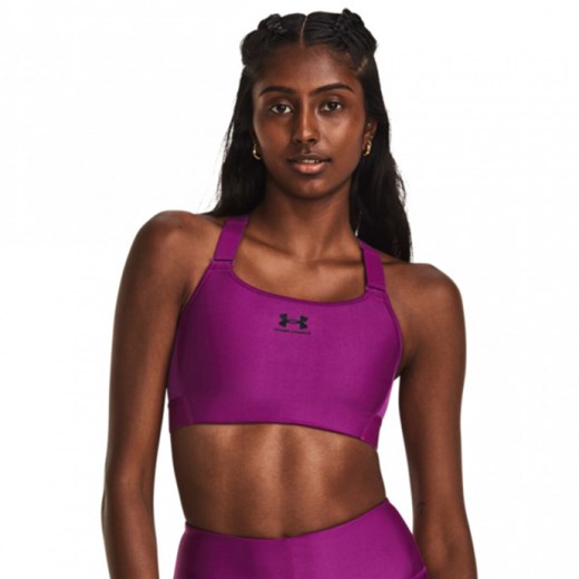 Biustonosz treningowy Under Armour UA HeatGear High - fioletowy ze sklepu Sportstylestory.com w kategorii Biustonosze - zdjęcie 180274903