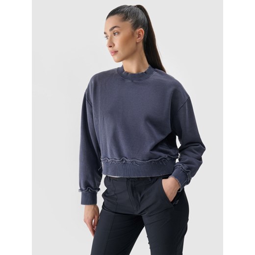 Damska bluza nierozpinana bez kaptura 4F 4FWSS25TSWSF1742 - granatowa ze sklepu Sportstylestory.com w kategorii Bluzy damskie - zdjęcie 180275381