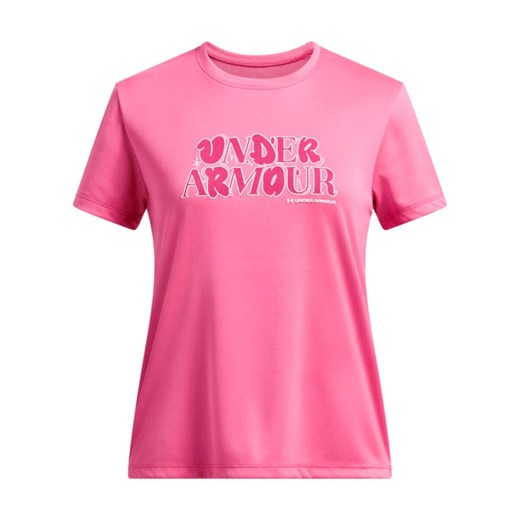 Dziewczęca koszulka treningowa Under Armor UA Tech Wordmark SS - różowa ze sklepu Sportstylestory.com w kategorii Bluzki damskie - zdjęcie 180275551