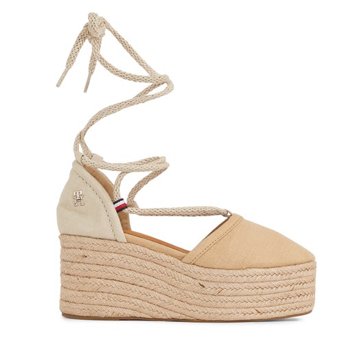 Espadryle Tommy Hilfiger Closed Toe Linen Flatform FW0FW07746 Beżowy Tommy Hilfiger 40 okazja eobuwie.pl