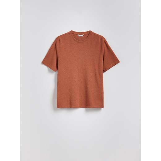 Reserved - T-shirt boxy z bawełną - bordowy Reserved S Reserved